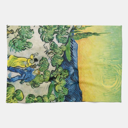 Landschap met Couple Waling door Vincent van Gogh Theedoek (Horizontaal)