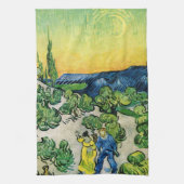 Landschap met Couple Waling door Vincent van Gogh Theedoek (Verticaal)