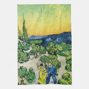 Landschap met Couple Waling door Vincent van Gogh Theedoek
