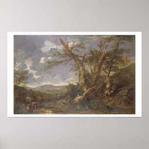 Landschap met de Baptisme in de Jordaan (olie op c Poster