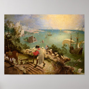Landschap met de Herfst van Icarus door P. Bruegel Poster