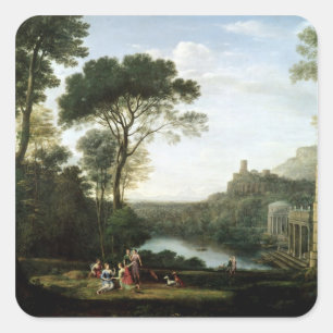 Landschap met de Nymph Egeria Vierkante Sticker