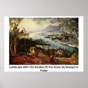Landschap met de parabel van de zool door Bruegel Poster
