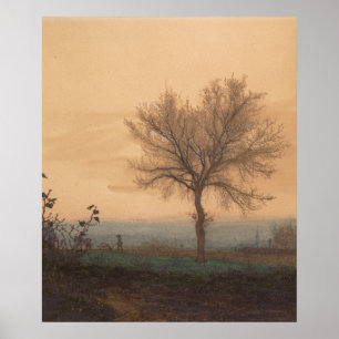 Landschap met een balstructuur en een ploegenman poster