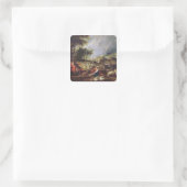 Landschap met een regenboog vierkante sticker (Tas)