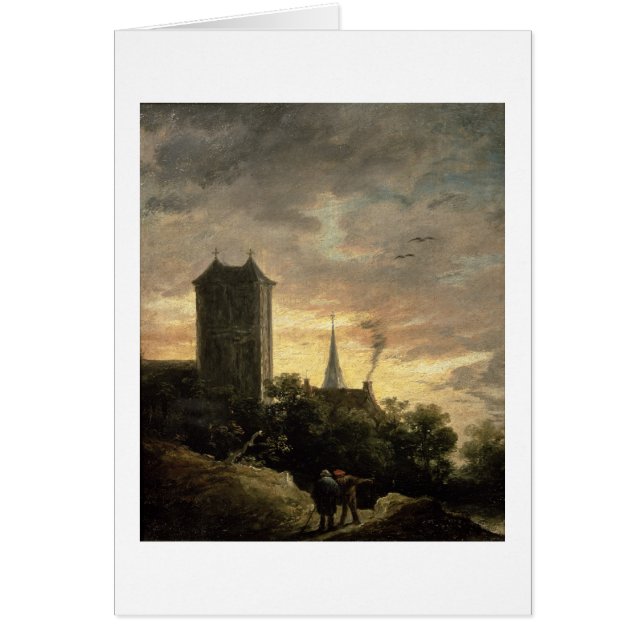 Landschap met een toren (olie op canvas) (Voorkant)