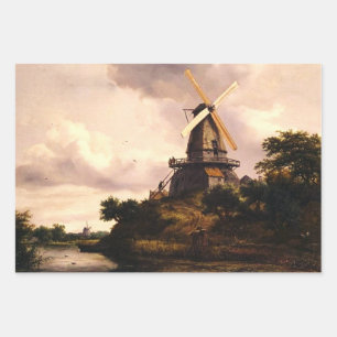 Landschap met een windmolen Kunst Inpakpapier Vel