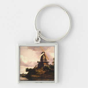 Landschap met een windmolen Kunst Sleutelhanger