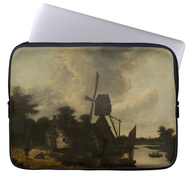 Landschap met een windmolen – Salomon Rombouts Laptop Sleeve (Voorkant)