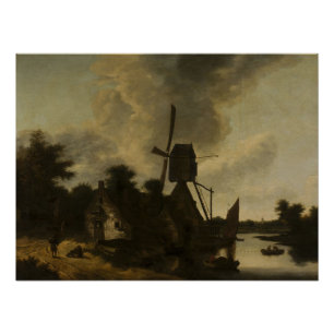 Landschap met een windmolen – Salomon Rombouts Perfect Poster