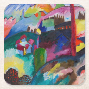 Landschap met Factory Chimney, Wassily Kandinsky Vierkante Kartonnen Onderzetter