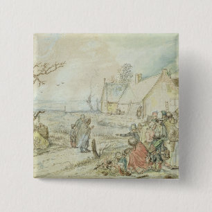 Landschap met Gypsy Fortune-Tellers Vierkante Button 5,1 Cm