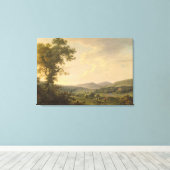 Landschap met Haymakers en een ver Uitzicht van ee Canvas Afdruk (Insitu (Houten vloer))