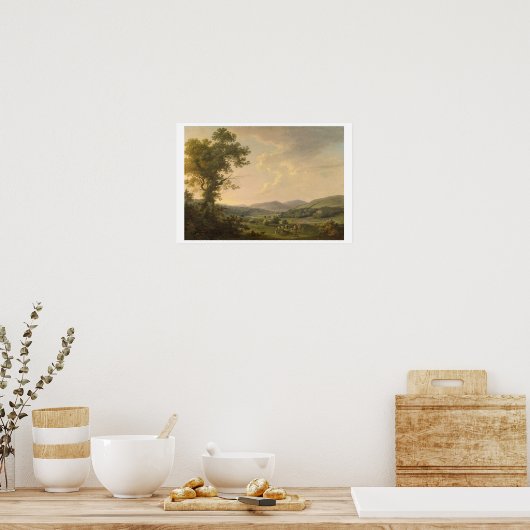 Landschap met Haymakers en een ver Uitzicht van ee Poster (Keuken)