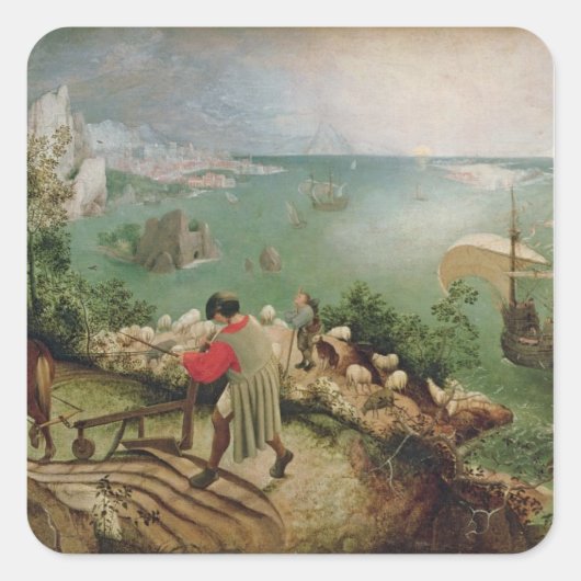 Landschap met Herfst Icarus, c.1555 Vierkante Sticker (Voorkant)