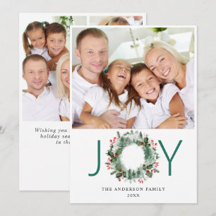 Landschap met Holly Berry Pine PHOTO Greeting Feestdagenkaart