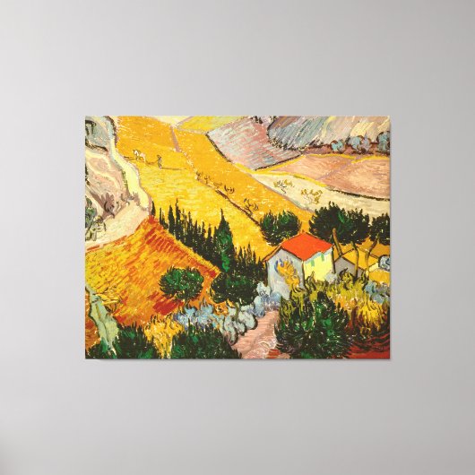 Landschap met House en Ploughma Vincent van Gogh Canvas Afdruk (Voorkant)