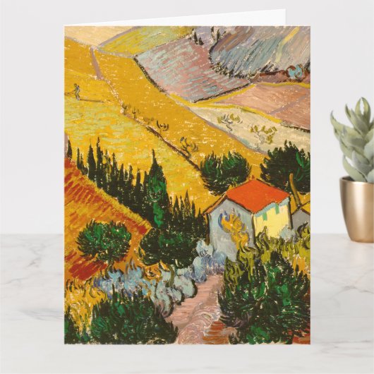 Landschap met House en Ploughma Vincent van Gogh Kaart (Kleine Plant)