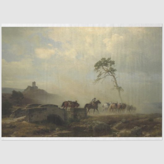 Landschap met kasteelruïnes en ruiters tissuepapier (Voorkant)