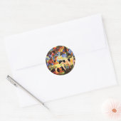 Landschap met koeien en een kameel, ronde sticker (Envelop)