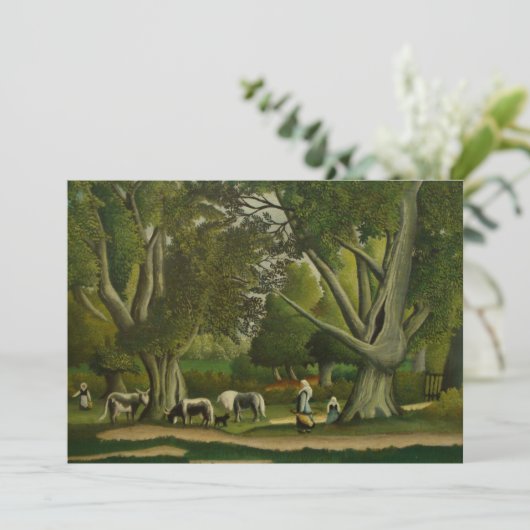 Landschap met melkmeisjes van Henri Rousseau (Staand voorkant)