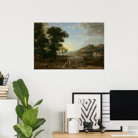 Landschap met Merchants - Claude Lorrain Fine Art Poster (Thuiskantoor)