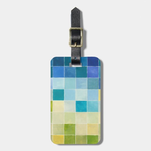 Landschap met multigekleurde vierkantjes bagagelabel (Voorkant verticaal)