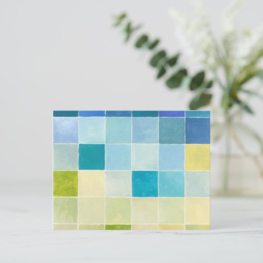 Landschap met multigekleurde vierkantjes briefkaart (Staand voorkant)