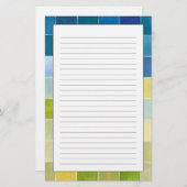 Landschap met multigekleurde vierkantjes briefpapier (Voorkant / Achterkant)