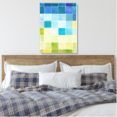 Landschap met multigekleurde vierkantjes canvas afdruk (Insitu (Slaapkamer))