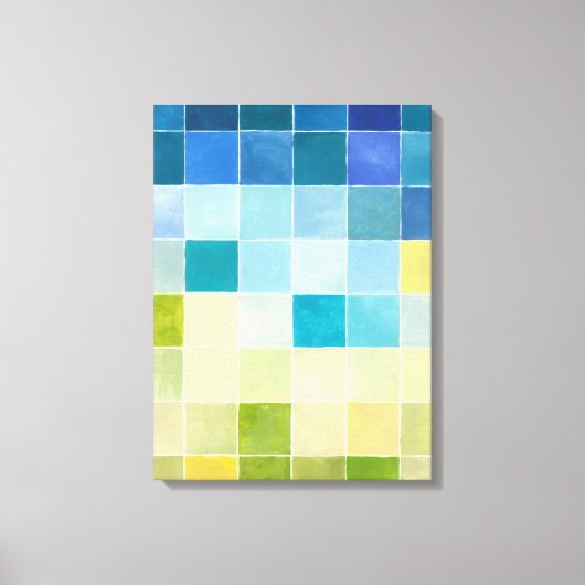 Landschap met multigekleurde vierkantjes canvas afdruk (Voorkant)