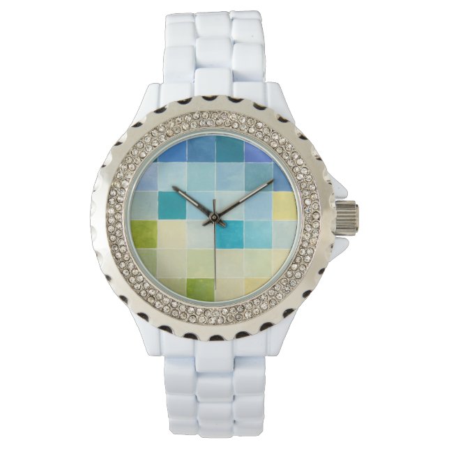 Landschap met multigekleurde vierkantjes horloge (Voorkant)