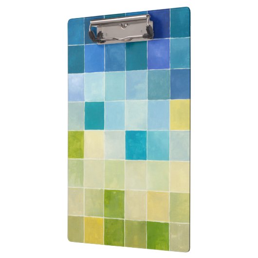 Landschap met multigekleurde vierkantjes klembord (Links)