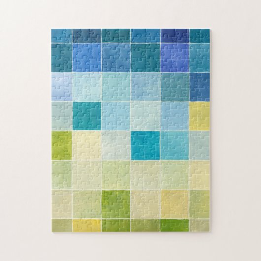 Landschap met multigekleurde vierkantjes legpuzzel (Verticaal)