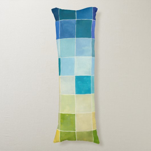 Landschap met multigekleurde vierkantjes lichaamskussen (Voorkant Verticaal)