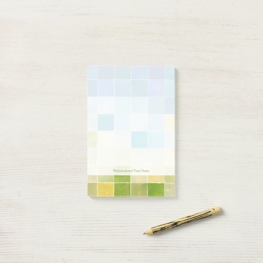 Landschap met multigekleurde vierkantjes post-it® notes (Op bureau)