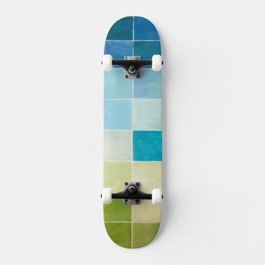 Landschap met multigekleurde vierkantjes skateboard (Voorkant)