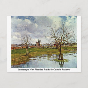 Landschap met overstroomde velden door Camille Pis Briefkaart