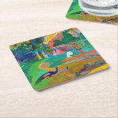 Landschap met pacocks, Gauguin Vierkante Kartonnen Onderzetter (Schuin)