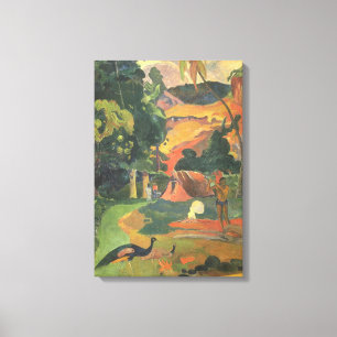 Landschap met pauwen van Paul Gauguin Canvas Afdruk