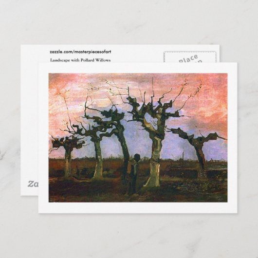 Landschap met Pollard Willows, Vincent van Gogh Briefkaart (Voorkant / Achterkant)