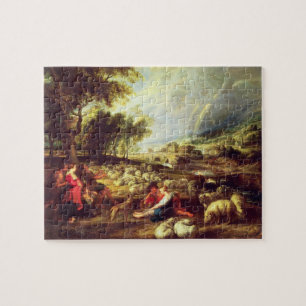 Landschap met regenboog (olie op doek) legpuzzel