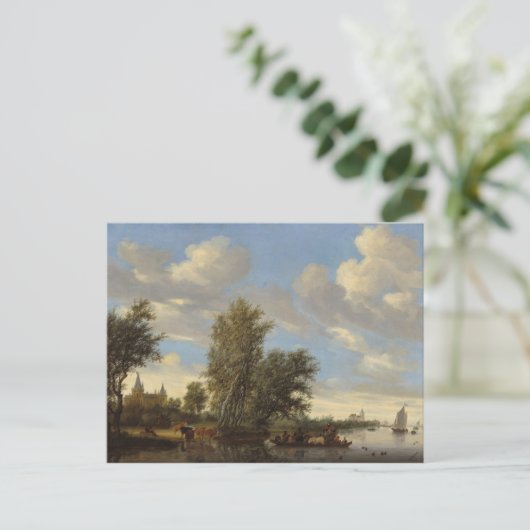 Landschap met veerboot, 1649 (olie op doek) briefkaart (Staand voorkant)