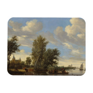 Landschap met veerboot, 1649 (olie op doek) magneet