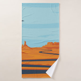 landschap met verlaten dal, bergen, donker w badhanddoek