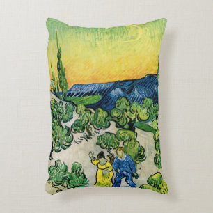 Landschap met wandelend paar van Vincent van Gogh Accent Kussen