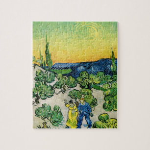 Landschap met wandelend paar van Vincent van Gogh Legpuzzel