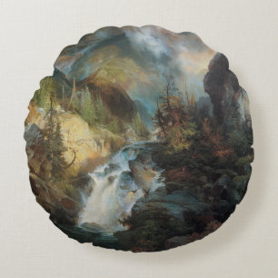 Landschap met waterval in de bergen door Moran Rond Kussen