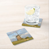 Landschap met windmolen en schapen vierkante kartonnen onderzetter (Insitu)