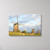 Landschap met windmolens en schapen canvas afdruk (Voorkant)
